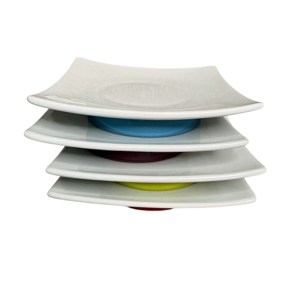 VELATA Appetizer Plates Square White Plates 4 3/4" Set of 4
